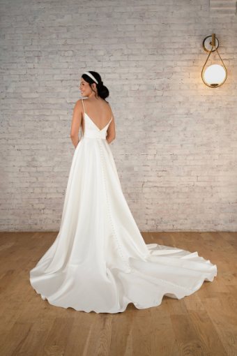 Here & Now Style #7830 #1 (IV-PL) Ivory Gown w Porcelain Tulle Side Plunge thumbnail